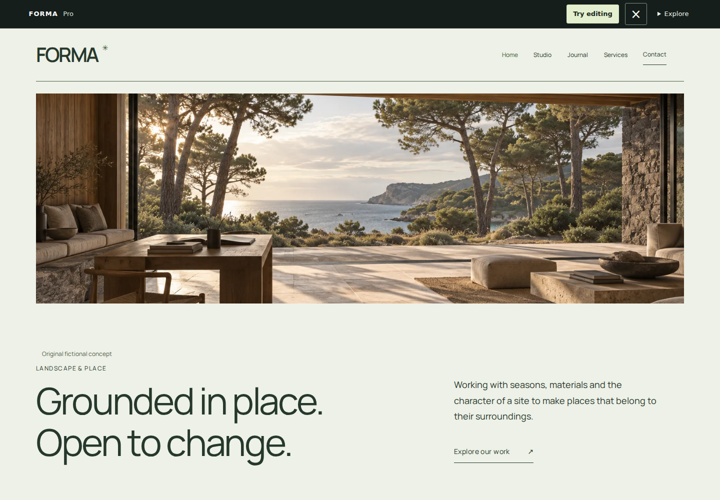 Field starter website with fictional concept imagery