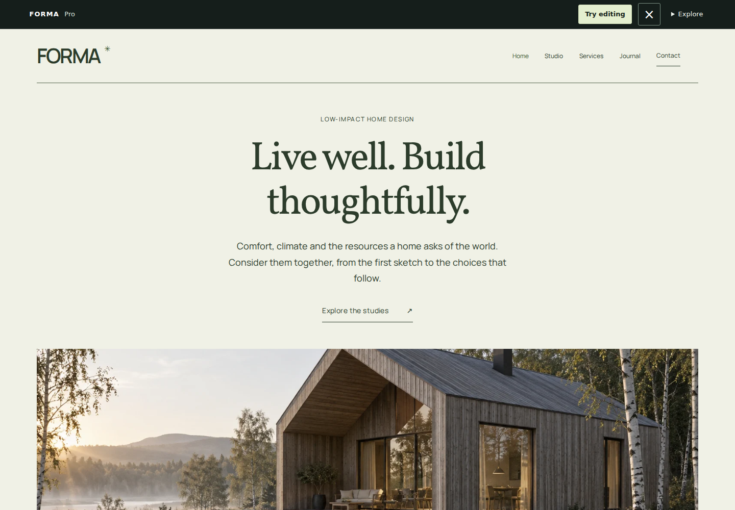 Haven starter website with fictional concept imagery