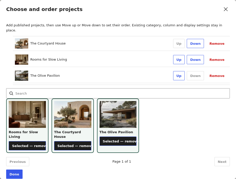 Free / Visual project selection — actual FORMA 1.3.0 interface